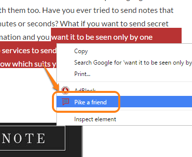 select the text and use Pick a friend option from right click context menu
