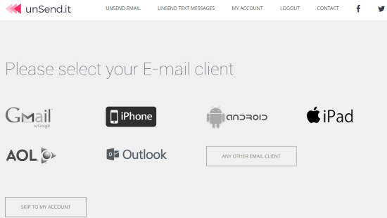 select your email client and configure it