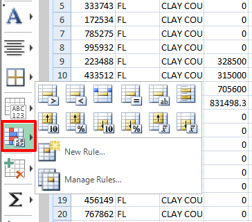 set Conditional formatting