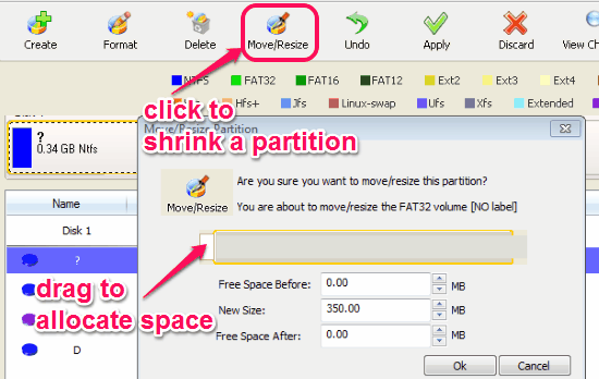 shrink a partition