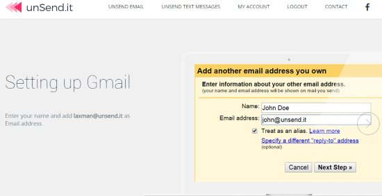 step by step instructions for configuring the selected email client
