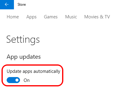 updates for apps are in automatic mode