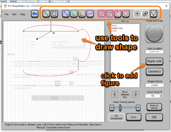 use tools to draw shape