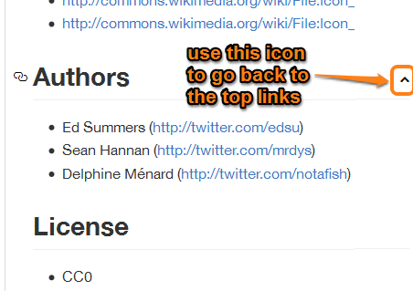 use up icon to go back to the top links