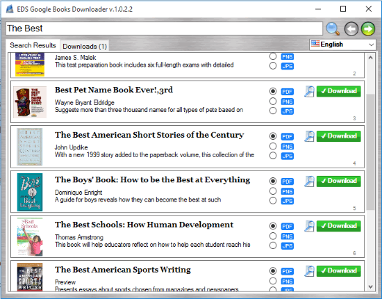 EDS Google Books Downloader- interface