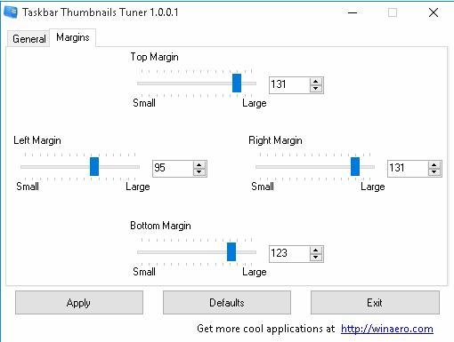 Margins tab