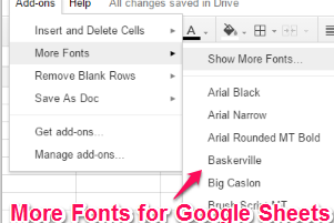More Fonts add-on for Google Sheets