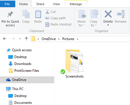 Screenshots folder location