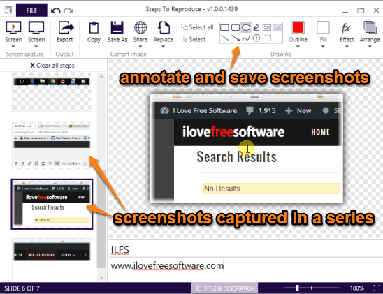 capture screenshots in a series, annotate and save as single PDF file