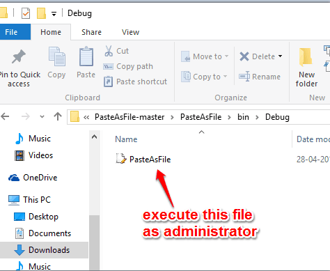 execute the application file as admin