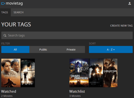 find and organize movies using Movietag website