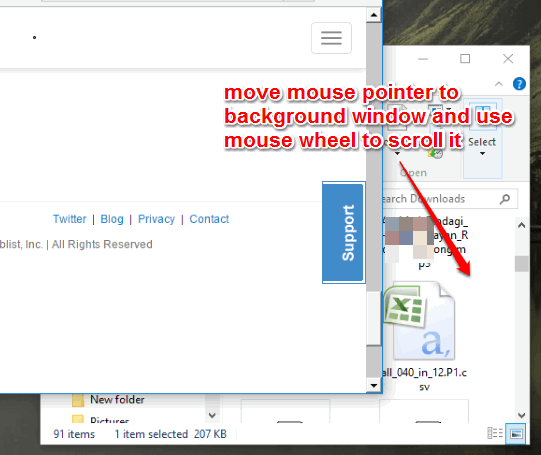 move mouse pointer to background window and scroll it