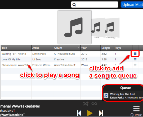 play any song and add a song to queue