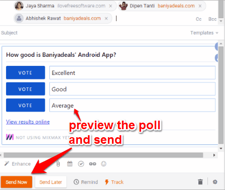 preview the poll and send