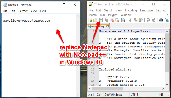 replace Notepad with Notepad++ in Windows 10