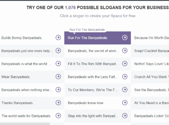sample Slogans generated by this website