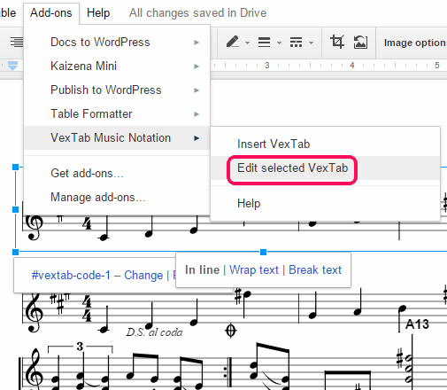 select a music notation to edit it