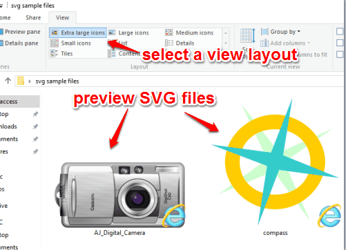select a view layout and preview SVG files