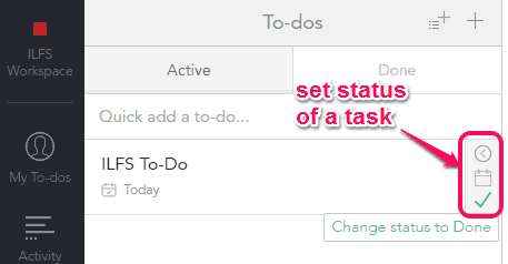 set status of a task