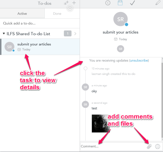 view task details and add comments and files