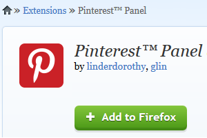 Pinterest Panel Firefox add-on