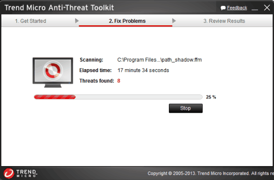 Trend Micro Anti-Threat Toolkit- scanning progress