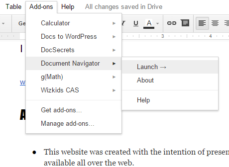 access Document Navigator option