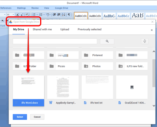 access Google Drive from Microsoft Office