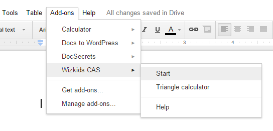 access Wizkids CAS option from add-ons menu