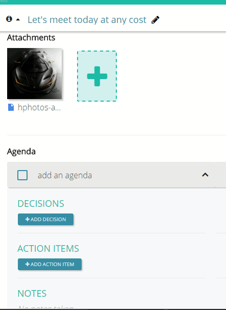 add agenda, decisions, and notes to your meeting