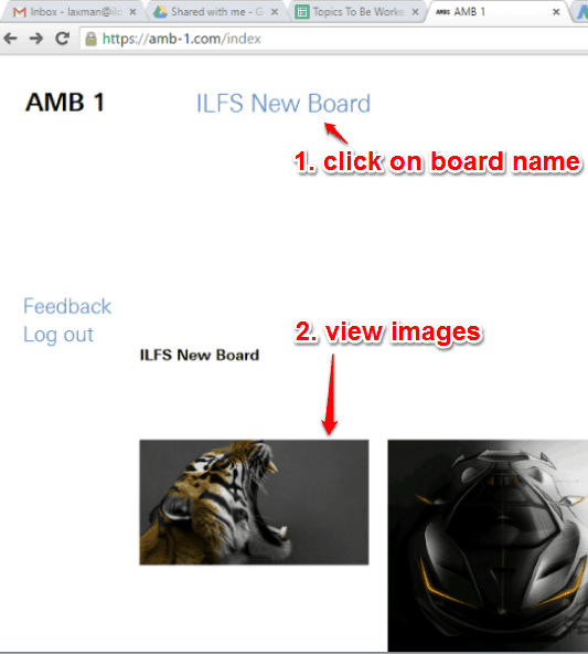 click board name to access images