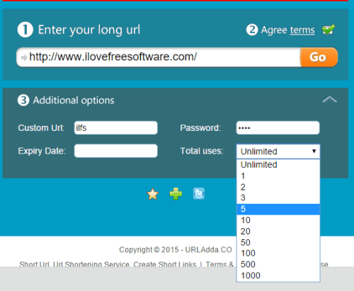 create short URLs and set total uses to auto expire the short URLs