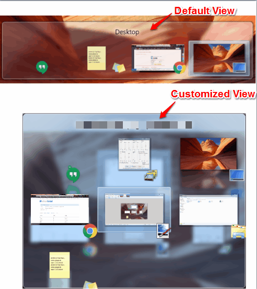 default and customized view of Alt-tab task switcher