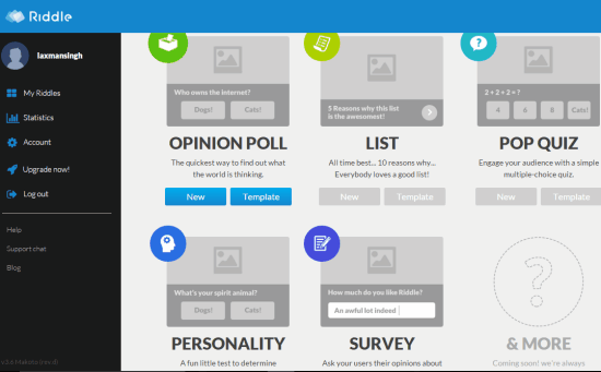 free website to create unlimited polls, surveys, lists