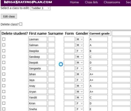 seating arrangement adding a class