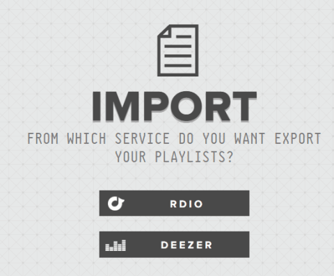 select the service from which you want to export the playlist