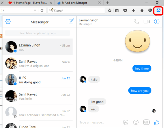 use Facebook Messenger in a pop up window