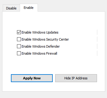 Enable Windows Updates option
