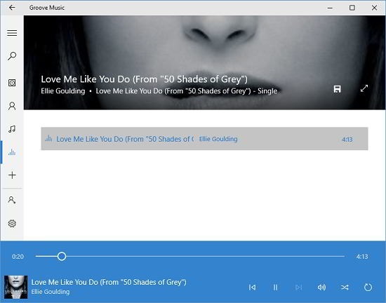 Groove Music song playback