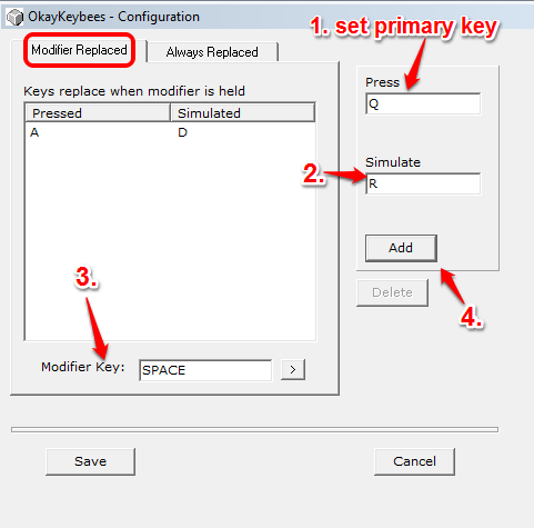 Modifier Replaced tab