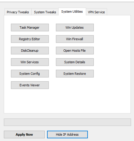 System Utilities tab