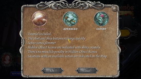 Vampire Legends choose difficulty level