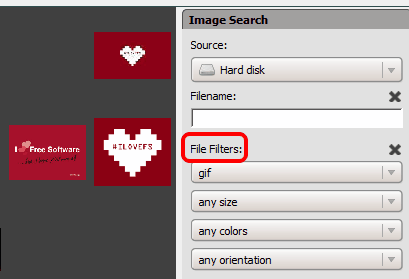 apply file filters and search images