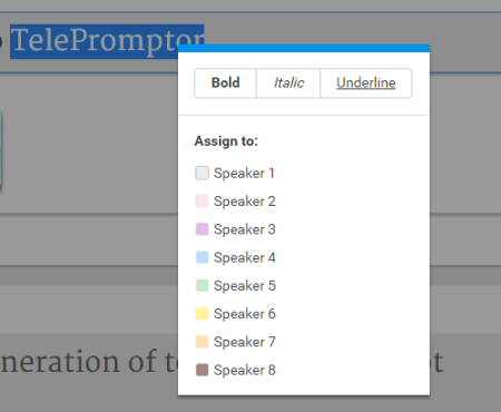 assign text to other speaker or make text bold