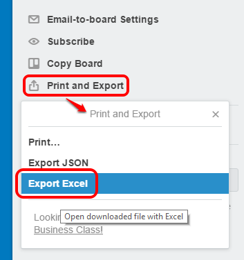 click Export Excel option