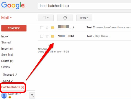 emails came in BatchedInbox label instead of Inbox label