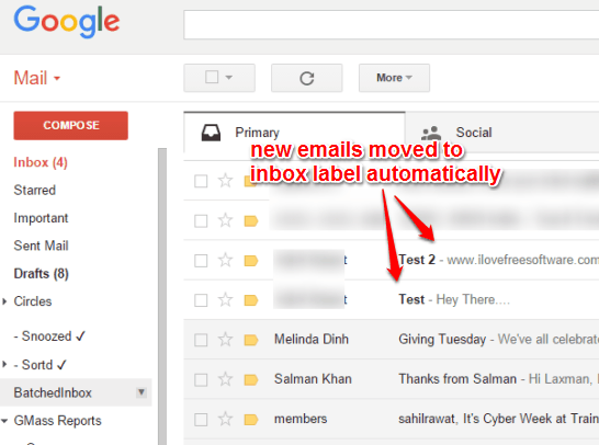 new emails moved automatically to inbox label
