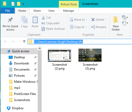new location to save screenshots in Windows 10