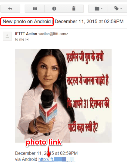 photo and photo link received in email from Android