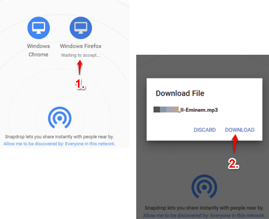 receive the file sent by first device